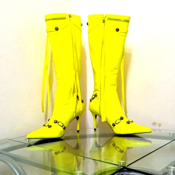 🎁FREE GIFT INCLUDED Brand New High Knee Boots Stiletto Heel Pointed Toe Tassels - Picture 6 of 16